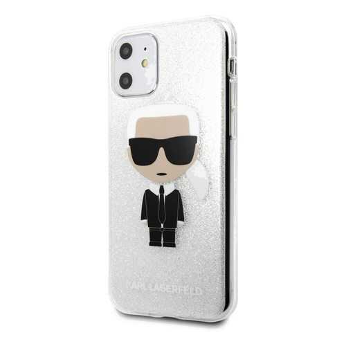 Чехол Karl Lagerfeld TPU Collection Iconik для iPhone 11 (Glitter Silver) в Связной