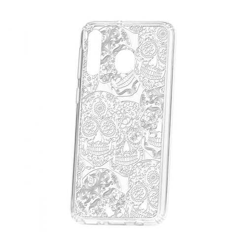 Чехол Kruche Samsung Galaxy M30 Print Skull White в Связной