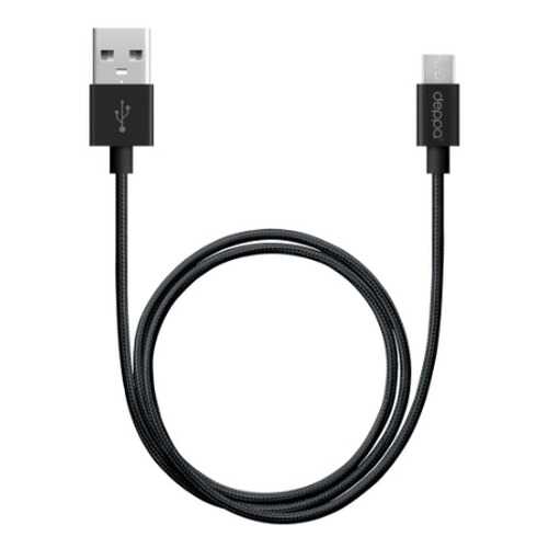 Дата-кабель USB - micro USB, алюминий/нейлон, 1,2м, черный, Deppa в Связной