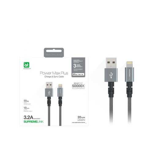 Кабель Amazingthing SupremeLink MFi Power Max Plus USB-iP Space Gray 0.2m 3.2A в Связной