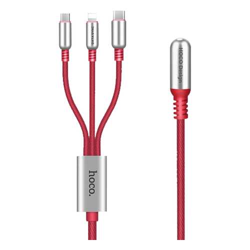 Кабель Hoco U17 Lightning/microUSB/Type-C Red в Связной