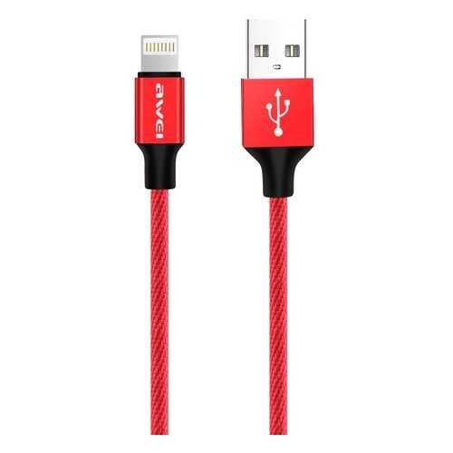 Кабель lightning, 2A, 1м., металл/текстиль, красный, CL-60-RED, AWEI в Связной