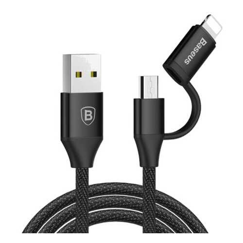 Кабель Micro Baseus Yiven 2-1 Cable 1m Black в Связной