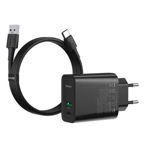 Сетевое зарядное устройство Baseus Speed PPS Quick Charge 1m 1USB+Type-C 5A Black в Связной