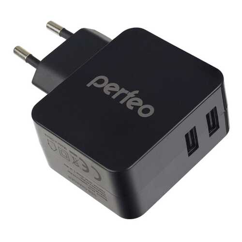 Сетевое зарядное устройство Perfeo с разъемом 2xUSB, 3.4А, черный, CUBE 2 (PF_A4133) в Связной